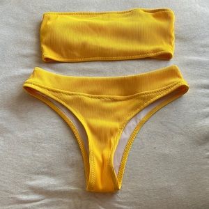 Zaful Yellow Strapless High Rise Bikini